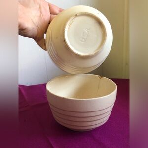 Ironstone Beehive Ribbed Cereal/Berry Bowl USA Crazing Primitive Stoneware X2